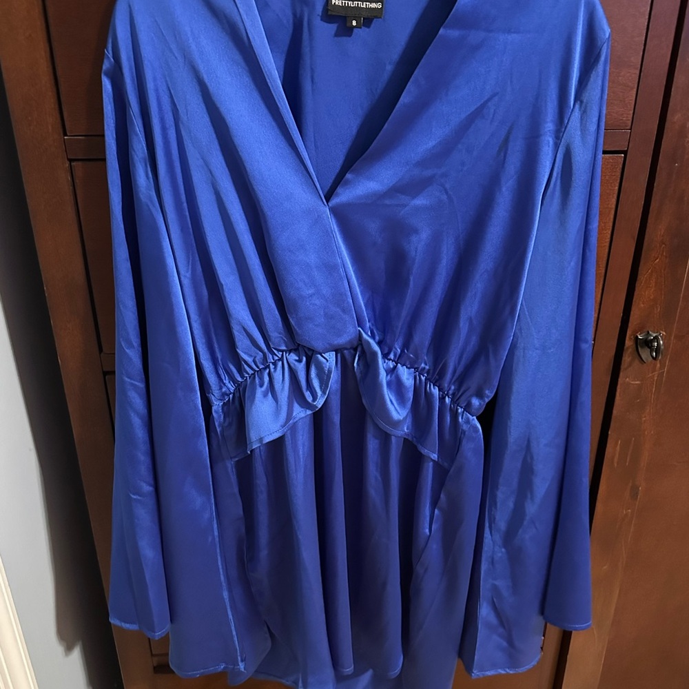 PrettyLittleThing Women's Blue Wrap Romper